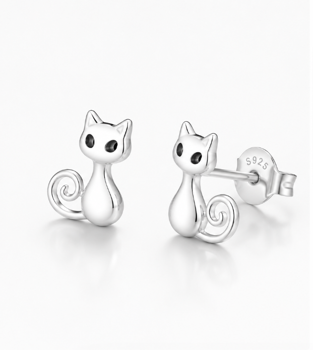Cat Loop earring - 925 Sterling Silver