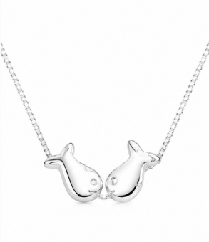 Double Fish Necklace - 925 Sterling Silver