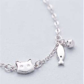 Cat & Fish - 925 Sterling Silver