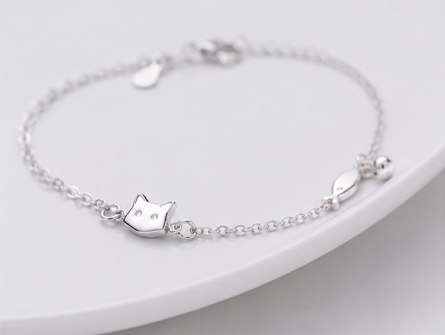 Cat & Fish - 925 Sterling Silver