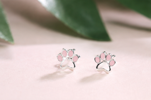 Pink Paw Earring - 925 Sterling Silver