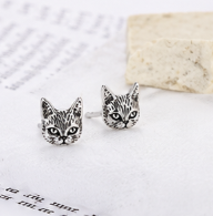 Cat Retro Earring - 925 Sterling Silver