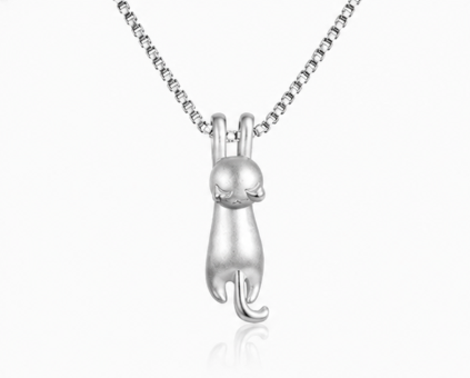 The Holding Cat Necklace - 925 Sterling Silver
