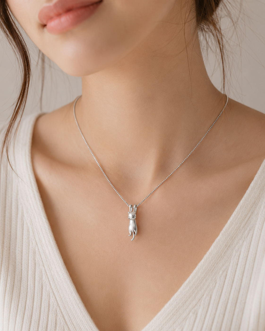 The Holding Cat Necklace - 925 Sterling Silver
