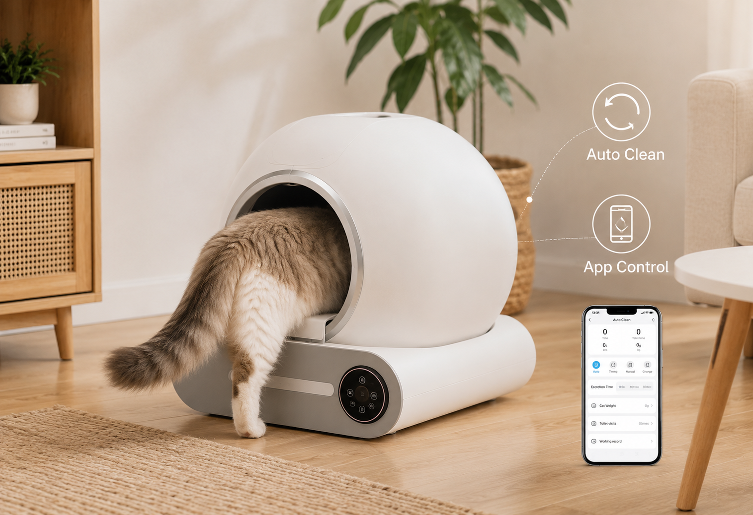 PurrClean™ Automatic Litter Box + 60 Waste Bags