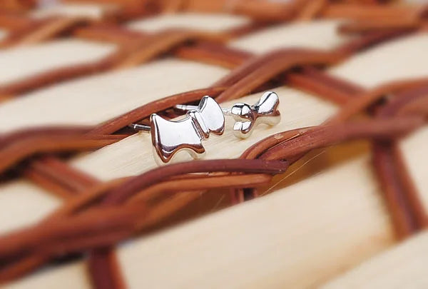 Dog & bone Earrings - 925 sterling silver