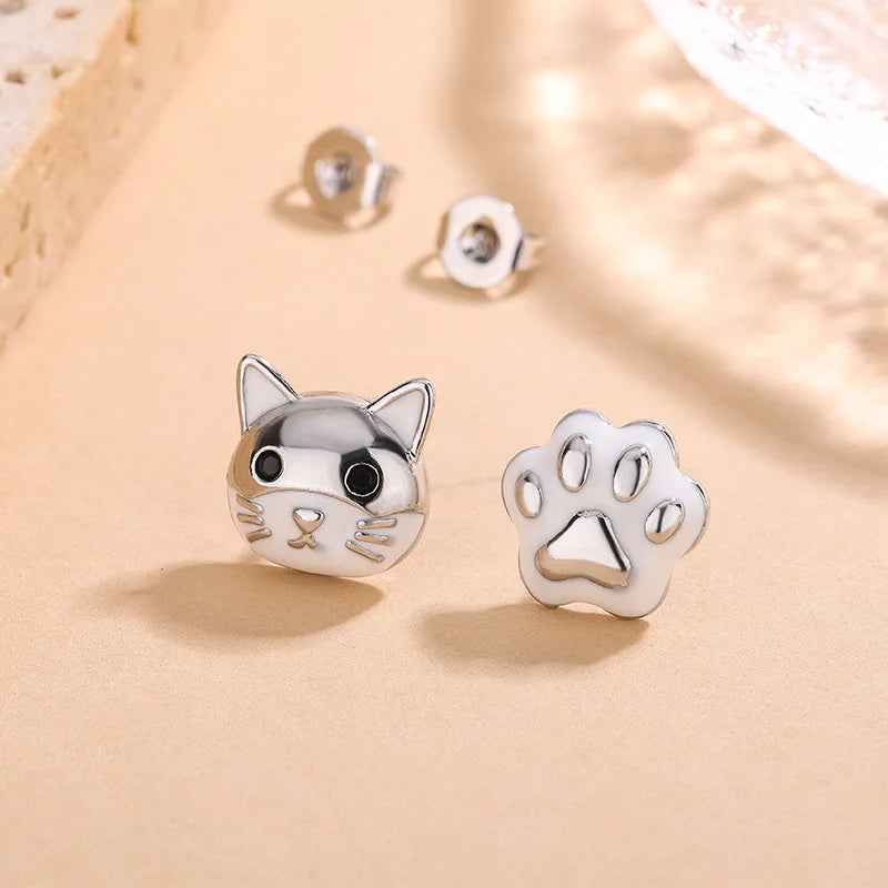 Cat & Paw Earring - 925 Sterling Silver