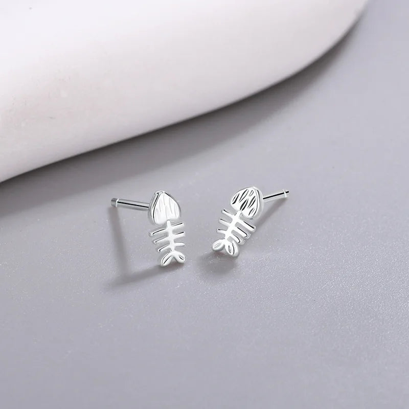 Fishbone earring - 925 Sterling Silver