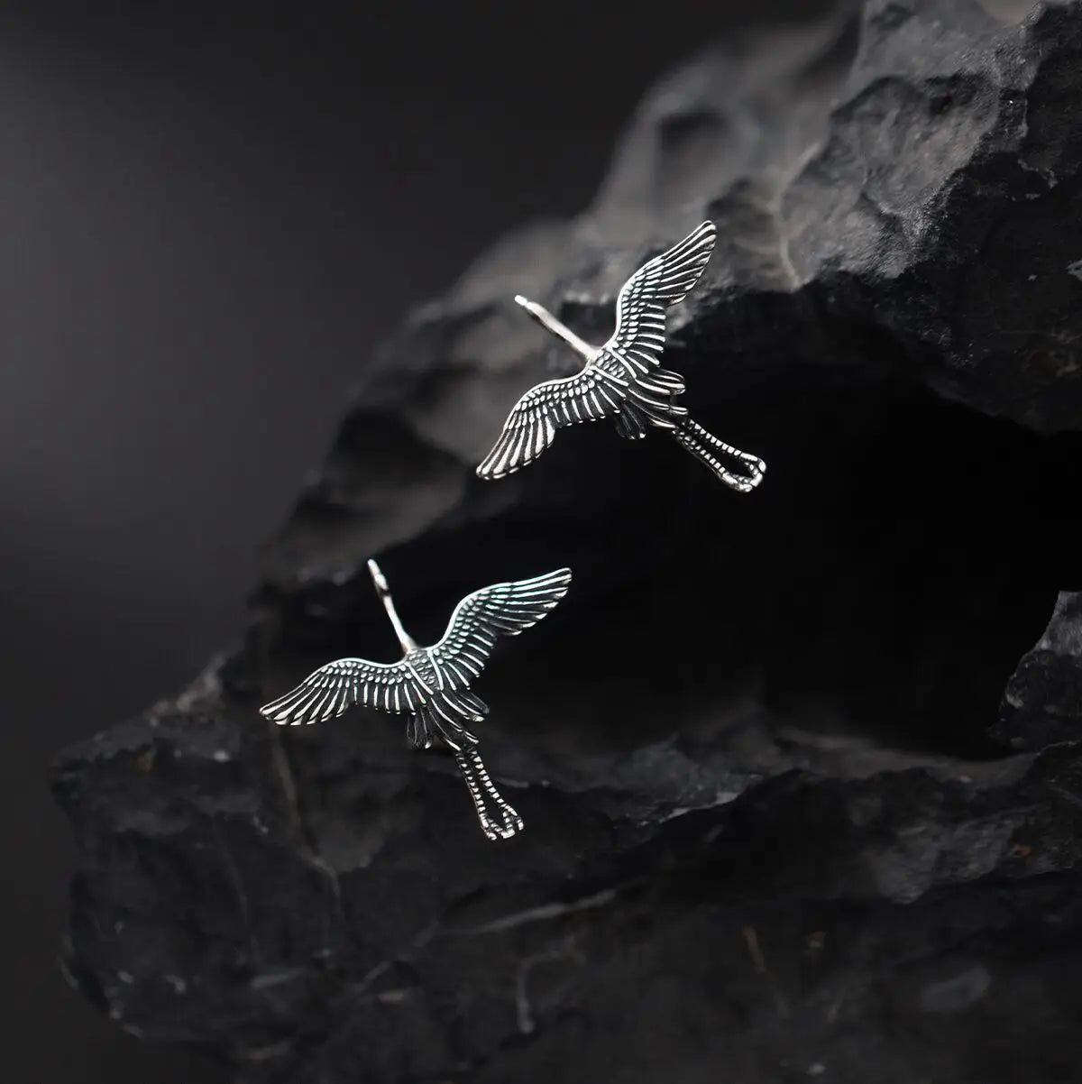 Flying Crane Earrings - 925 Sterling Silver