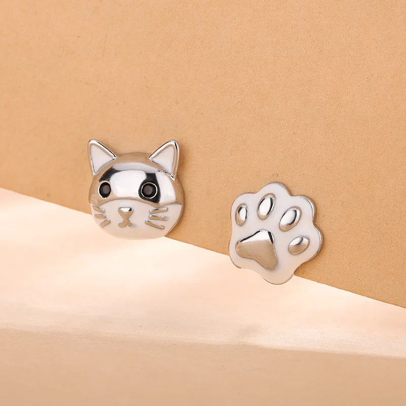 Cat & Paw Earring - 925 Sterling Silver