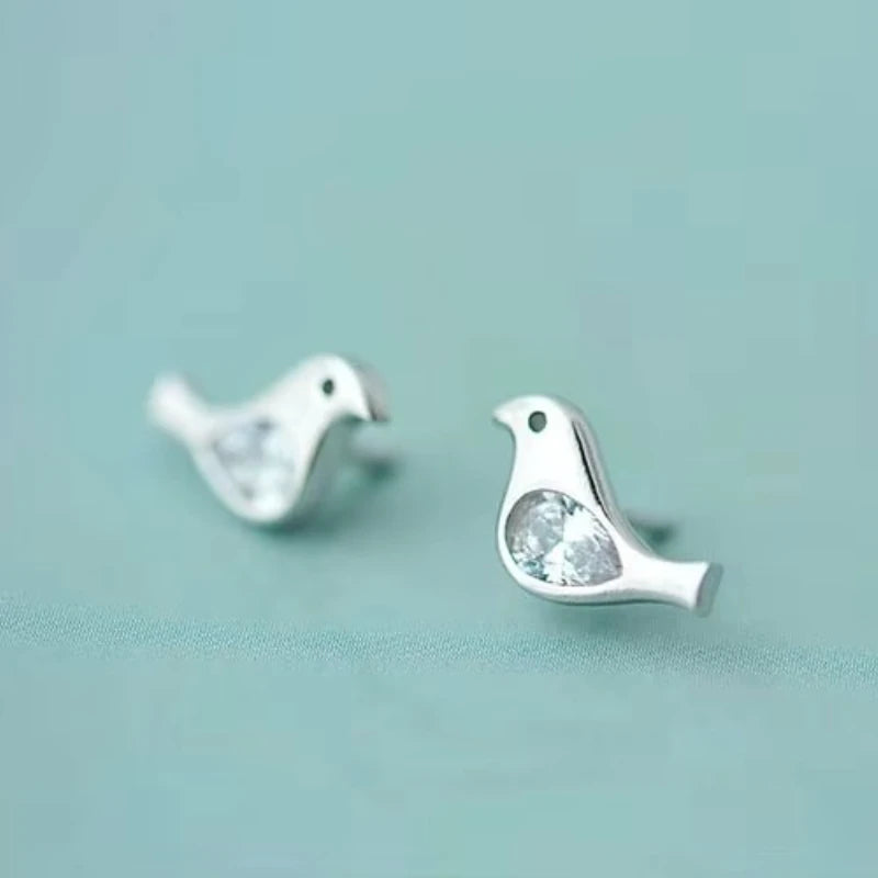 Bird Stud Earrings - 925 sterling silver