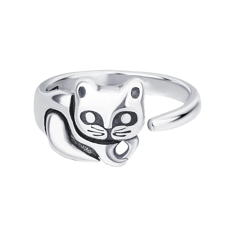 Lazy Cat Ring - 925 Sterling Silver