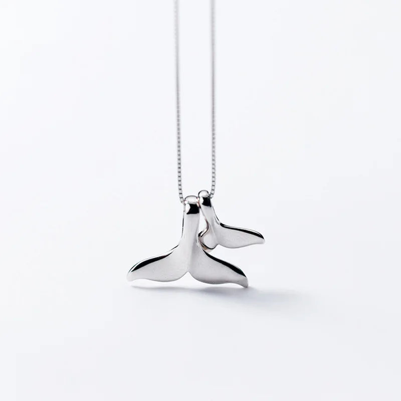 Double Whale Tail Necklace - 925 Sterling Silver
