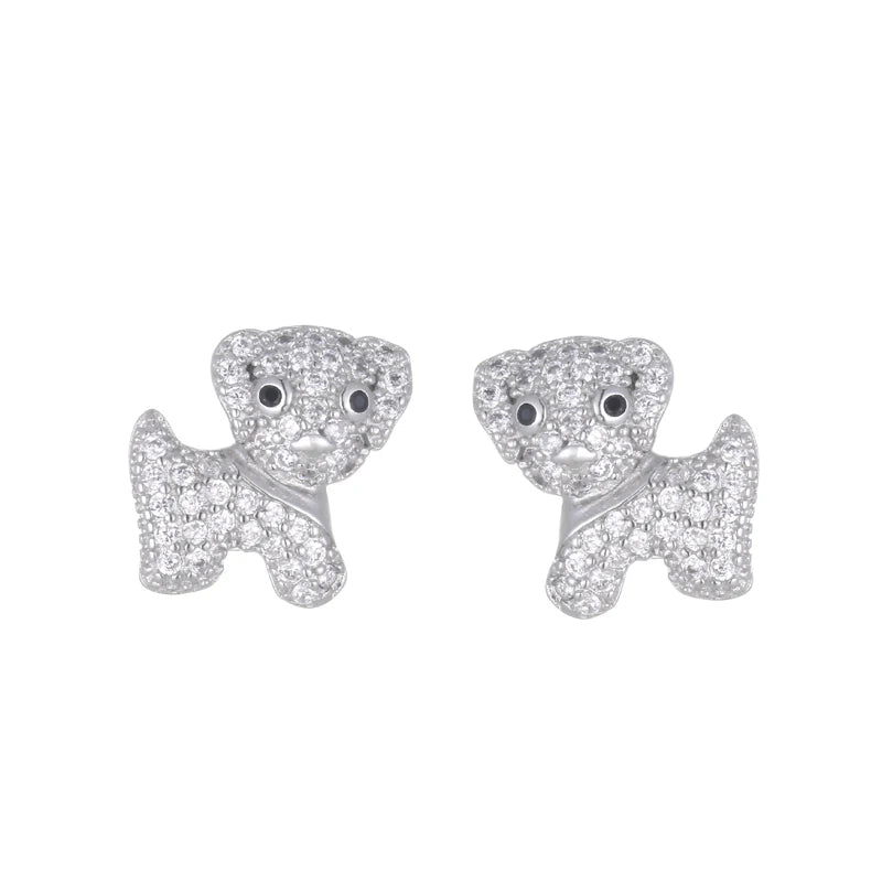 Puppy Earrings - 925 sterling silver & Zircon