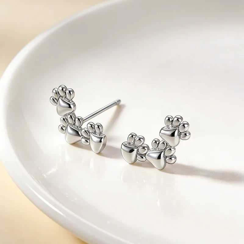 Footprint Paw Earring - 925 Sterling Silver