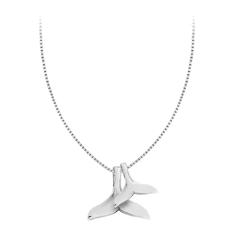 Double Whale Tail Necklace - 925 Sterling Silver