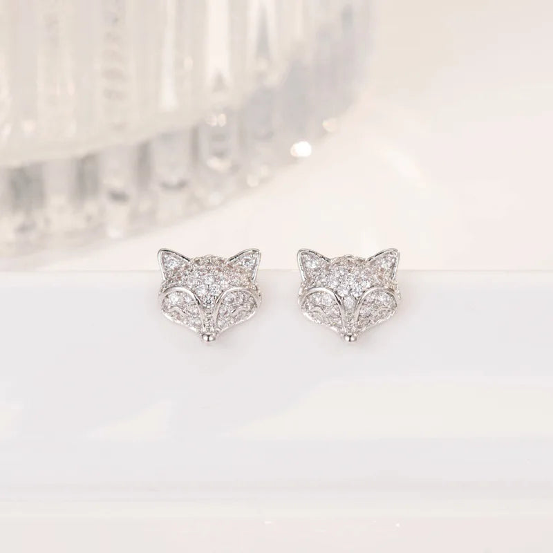 Fox Earrings - 925 Sterling Silver & Zircon