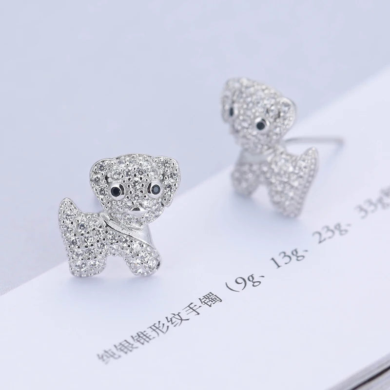 Puppy Earrings - 925 sterling silver & Zircon