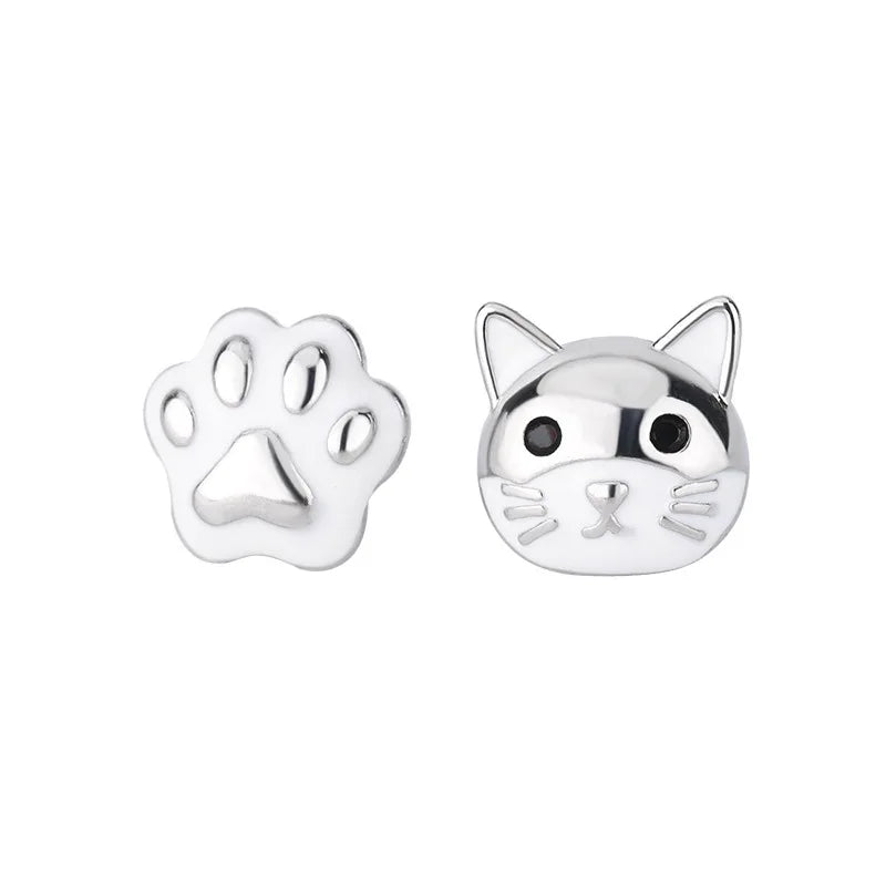Cat & Paw Earring - 925 Sterling Silver