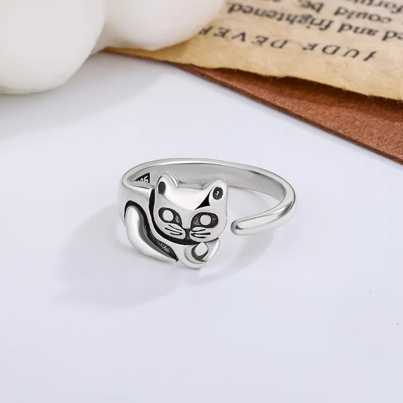 Lazy Cat Ring - 925 Sterling Silver