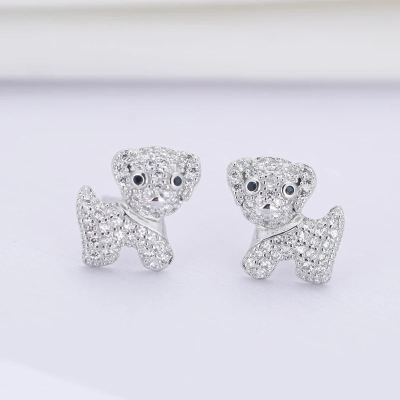Puppy Earrings - 925 sterling silver & Zircon