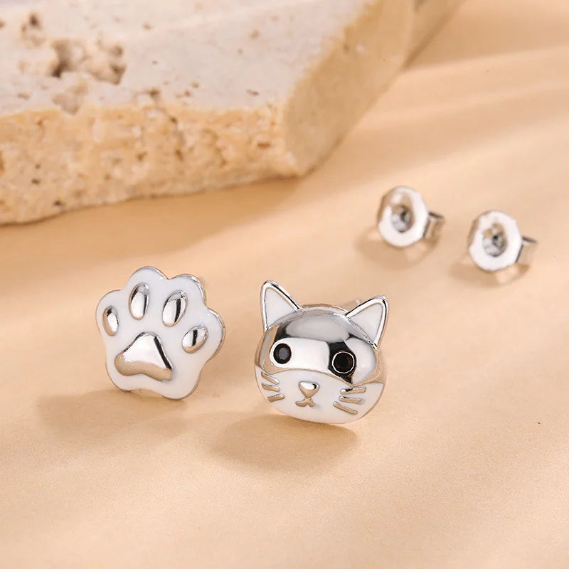 Cat & Paw Earring - 925 Sterling Silver