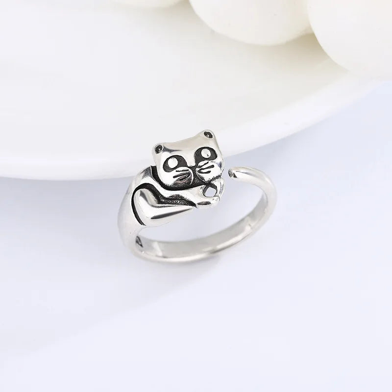 Lazy Cat Ring - 925 Sterling Silver