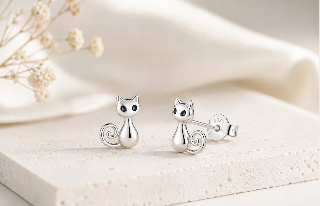 Cat Loop earring - 925 Sterling Silver