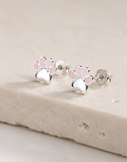 Pink Paw Earring - 925 Sterling Silver
