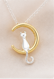 The Moon Cat Necklace - 925 Sterling Silver