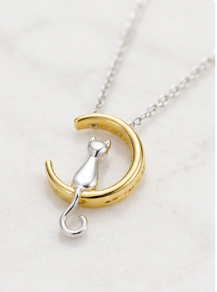 The Moon Cat Necklace - 925 Sterling Silver