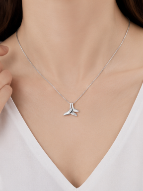 Double Whale Tail  Necklace - 925 Sterling Silver