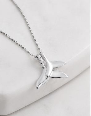 Double Whale Tail  Necklace - 925 Sterling Silver