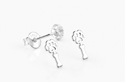 Dog & Bone Earring  - 925 Sterling Silver