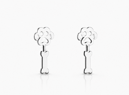 Dog & Bone Earring  - 925 Sterling Silver