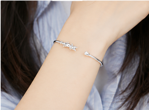 Cat Bracelet - 925 Sterling Silver