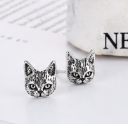 Cat Retro Earring - 925 Sterling Silver