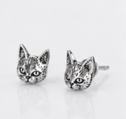 Cat Retro Earring - 925 Sterling Silver