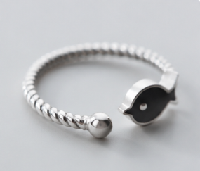 Black Fish Ring - 925 Sterling Silver