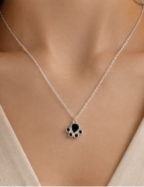 Black Paw Necklace - 925 Sterling Silver