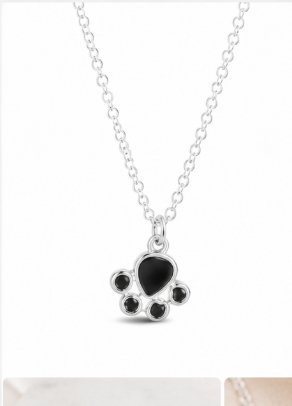 Black Paw Necklace - 925 Sterling Silver