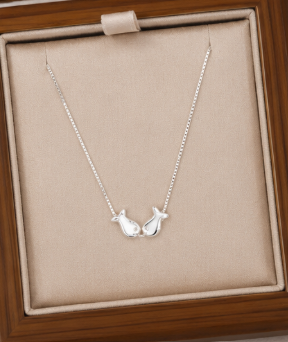 Double Fish Necklace - 925 Sterling Silver
