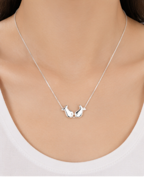 Double Fish Necklace - 925 Sterling Silver