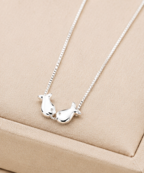 Double Fish Necklace - 925 Sterling Silver