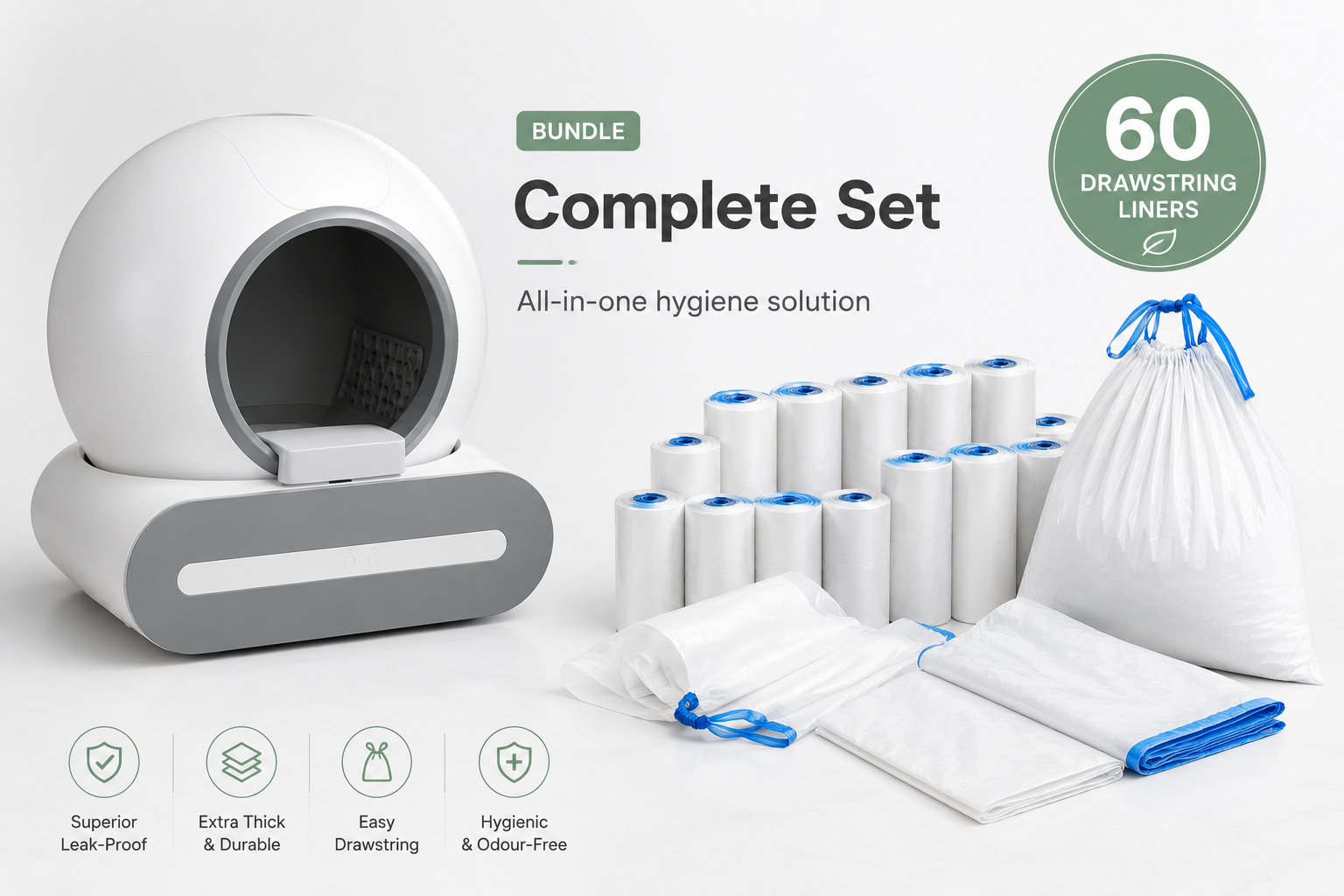 PurrClean™ Automatic Litter Box + 60 Waste Bags