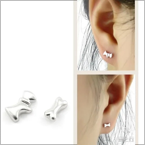 Dog & bone Earrings - 925 sterling silver