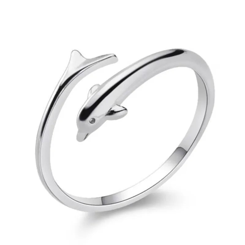 Dolphin Loop Ring -  925 Sterling Silver