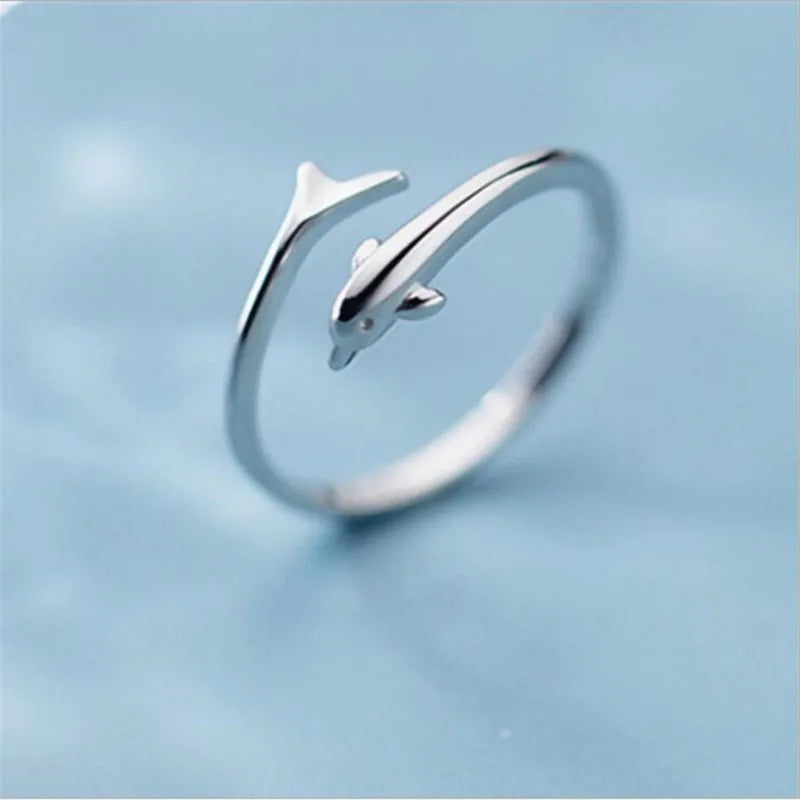 Dolphin Loop Ring -  925 Sterling Silver
