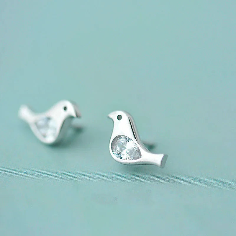 Bird Stud Earrings - 925 sterling silver