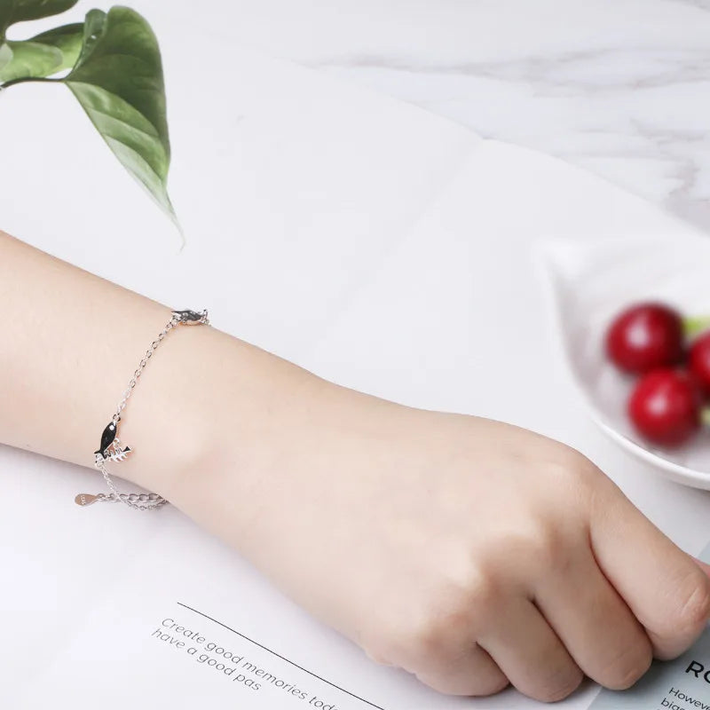 Cat & Fish - 925 Sterling Silver